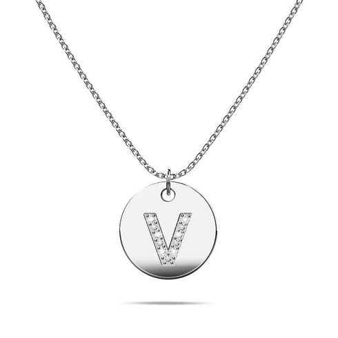 Initials Fabulous Alphabet Letter Necklace White Gold Layered Steel Jewellery